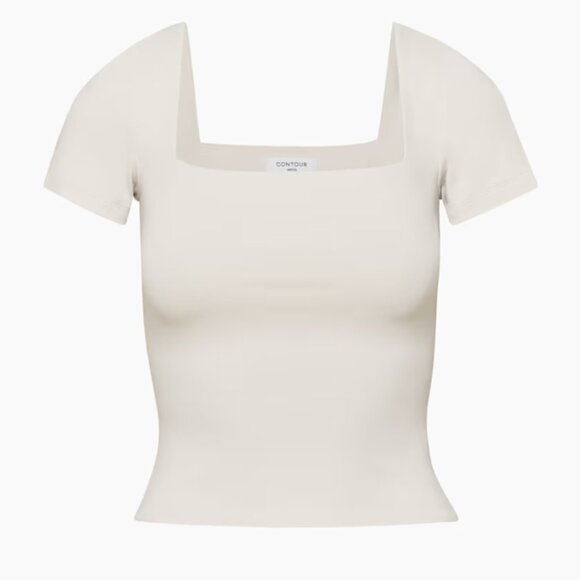 NWT Aritzia CONTOUR Squareneck Short Sleeve Light Birch S - Picture 8 of 10